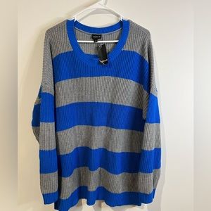 Torrid Size 3 Striped Sweater NWT Blue and Grey